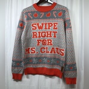 Tipsy Elves Swipe Right for Mrs Claus Ugly Christmas Sweater Funny Mens Medium